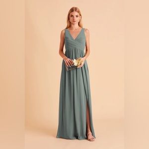 NWT Birdy Grey Dress LAURIE EMPIRE DRESS CHIFFON SEA GLASS Large Wedding Formal